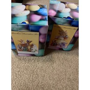 2 porcelain hinge trinket box bunny rabbit